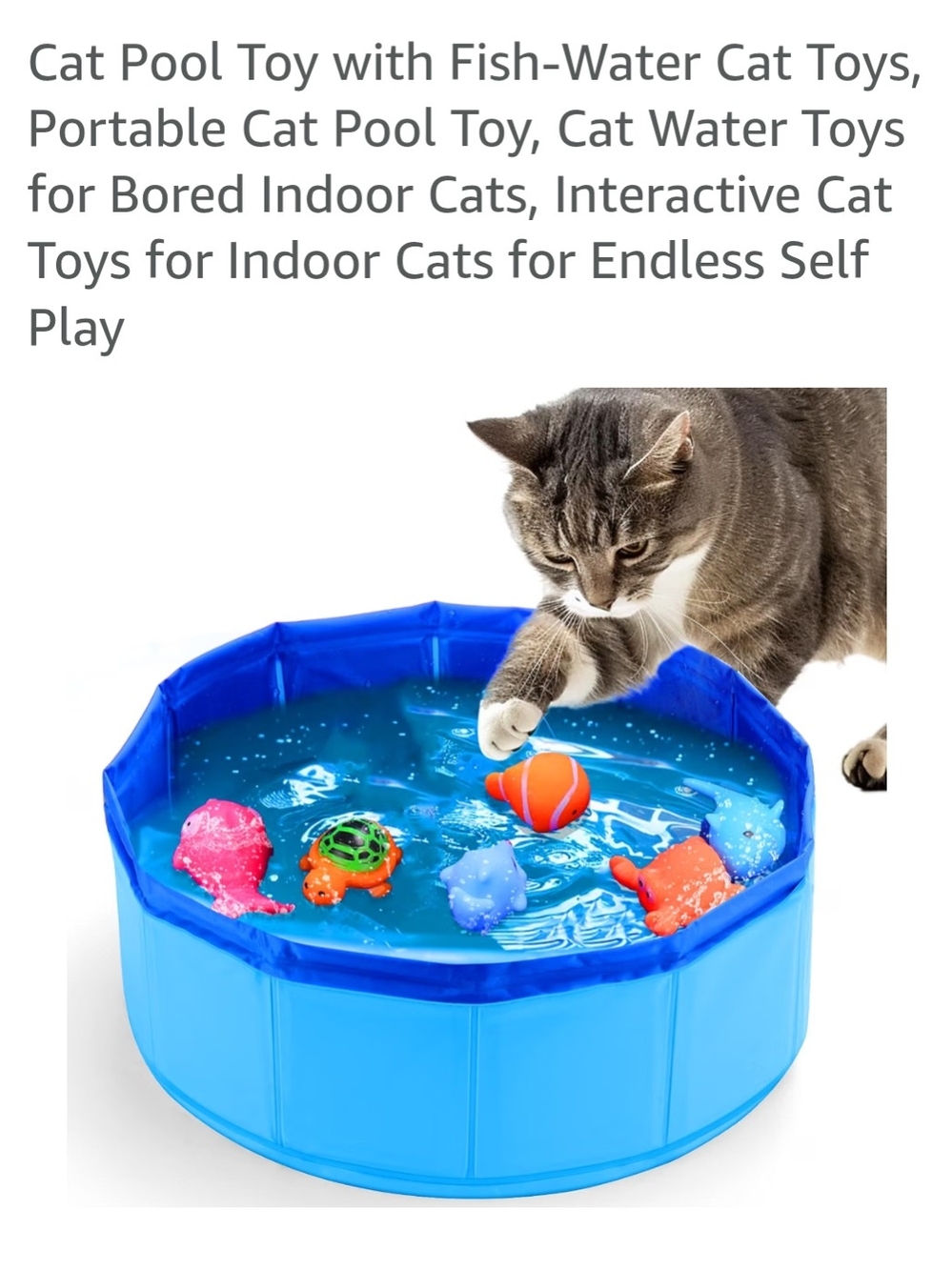 Blue Cat Pool Toy with Floating Fish - Brand: